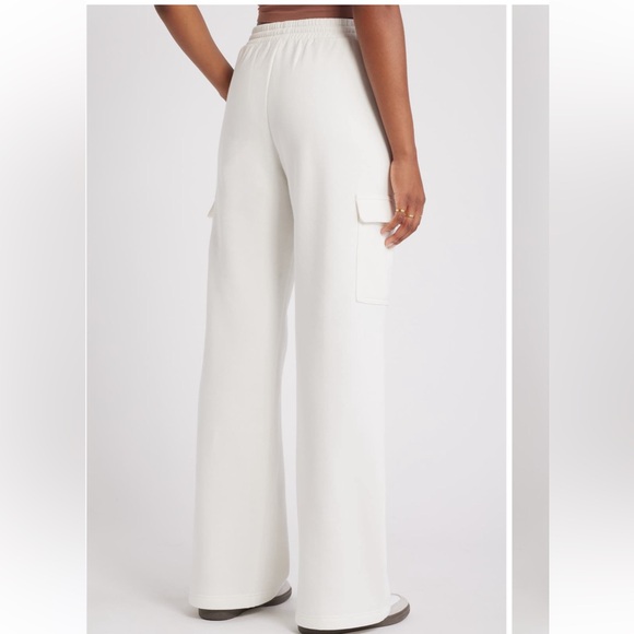 Elastic Waist Wide Leg Fleece Cargo Pants Size L dark blue - Picture 3 of 9